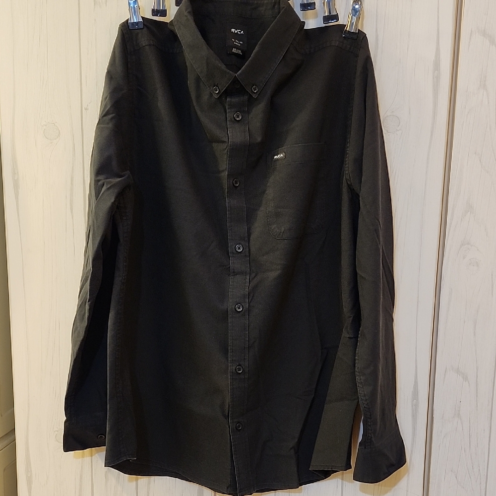 RVCA Men's Charcoal Button-Down Shirt